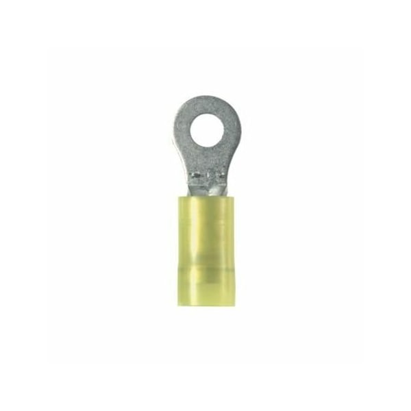 Panduit Ring Terminal, 1/4 in Stud Size, 10 AWG, 1,000 V, Nylon Insulated, Yellow, 50 PK PNF10-14R-L - main